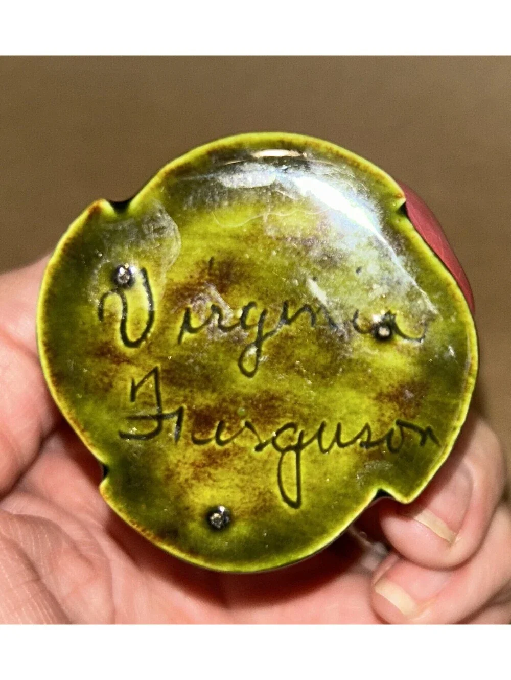 Vintage Hand Painted Tulip Egg Cup signed by Virginia Ferguson